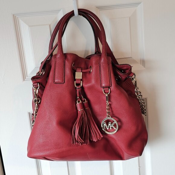 Michael Kors red leather crossbody shoulder bag tassels - Picture 1 of 5